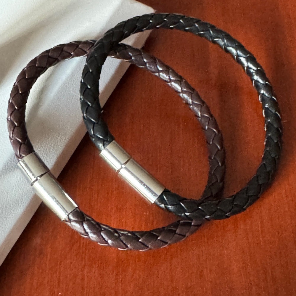 Black and Brown Braided Leather Jewelry